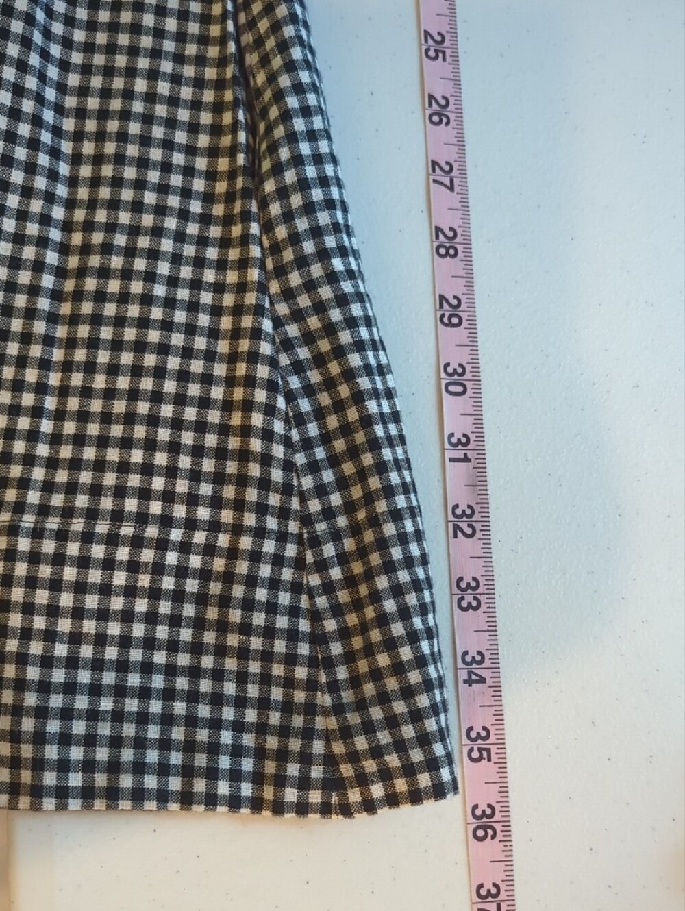 Madewell Dress Gingham Smocked U-Neck Mini Black White size Medium Linen Cotton - Picture 12 of 13